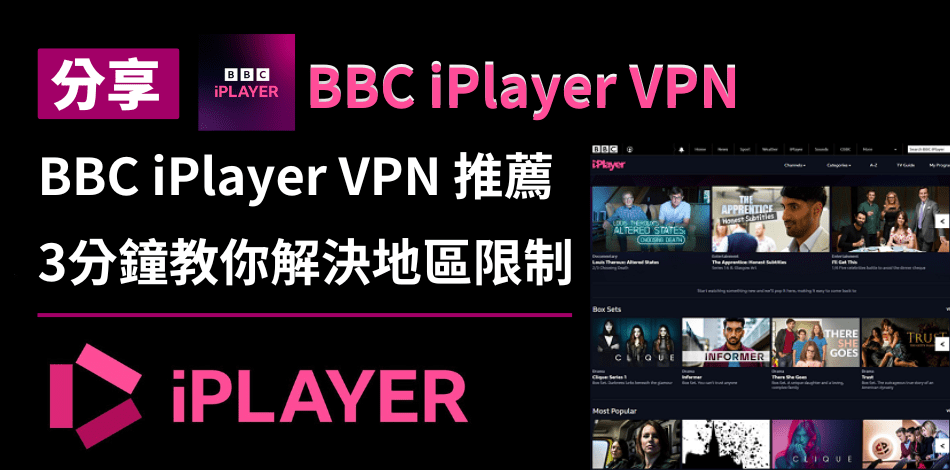 You are currently viewing BBC iPlayer 台灣香港不能看？3分鐘教你用VPN解決地區限制問題！