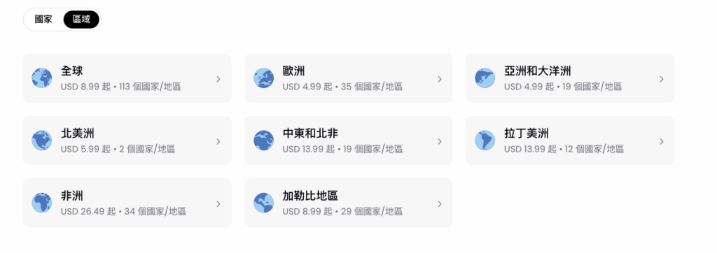 Saily eSIM 評價|提供200+國家的esim方案與內置VPN好用嗎? 13 Saily 區域方案